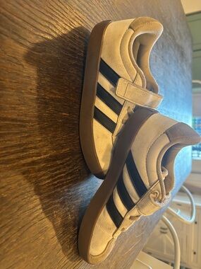 adidas Kids Cream Sneakers with Black Stripes
